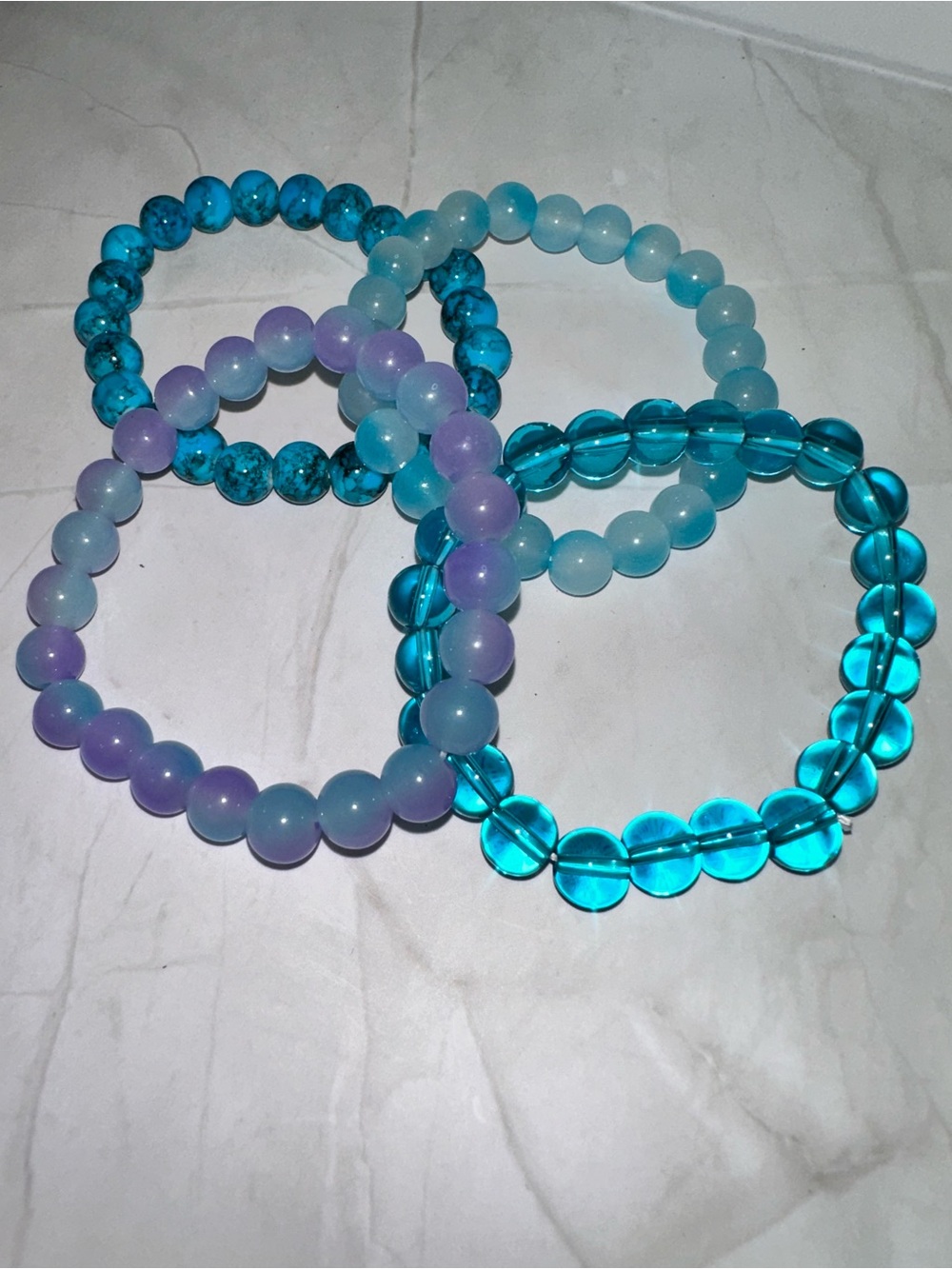 Blue & Lavender Beaded Stretch Bracelet Set